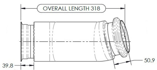 12.52" X 4" Insulated Exhaust Pipe, Volvo/Mack Stainless Steel
