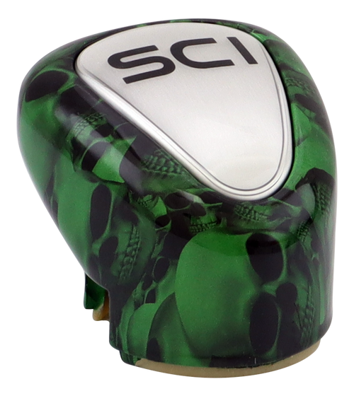 Gear Shift Knob Cover - OEM Style 13/15/18 - Big Skulls Green