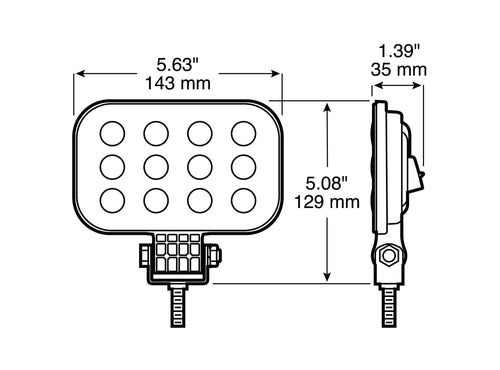 Peterson 3 inch X 5 inch Pedestal Docking / Utility Light Stripped Leads