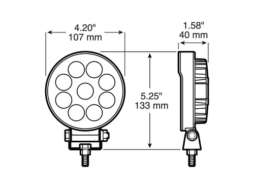 LED Work Light, Round, 1350 Lumen, 4″ Multi-volt