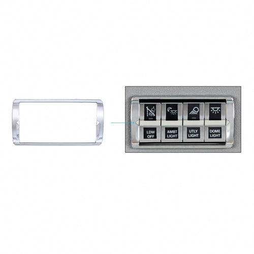 Chrome 4-Switch Dash Panel Trim For 2018+ fits Freightliner Cascadia