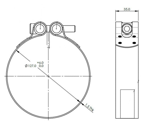 Exhaust Pipe Clamp, Ø=5" SS