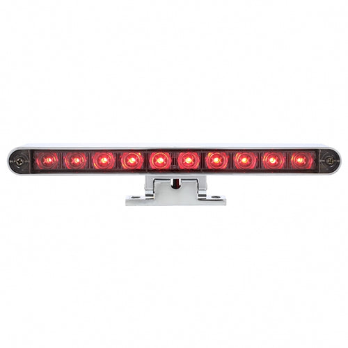 Chrome 10 LED Light Bar with 180º Swivel Base - Dual Function Red LED/Clear Lens