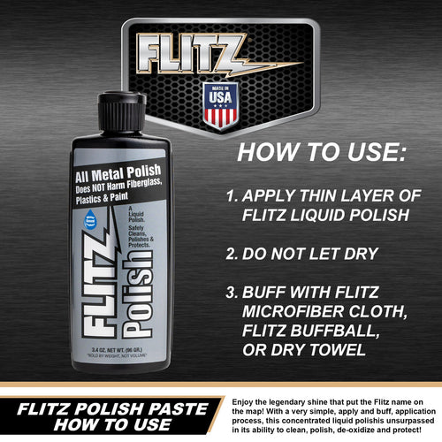 Flitz Metal, Plastic & Fiberglass Polish - LIQUID 473 ml / 16 oz Bottle