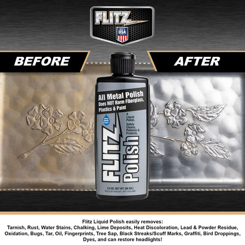 Flitz Metal, Plastic & Fiberglass Polish - LIQUID 473 ml / 16 oz Bottle