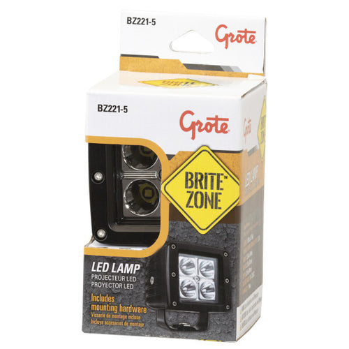 Grote 4800 Raw Lumens, Small Cube BriteZone® LED Work Light Voltage: 10-30 VDC