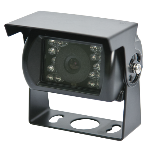 Camera Approvals: IP69K, FCC, CE, R10, RoHS Power Consumption (watts): 2.5 Lens Angle (degrees): 120 Lens Size: 1/10" Infrared LEDs: 18 Mechanical Vibration: 10G Features: Color, Microphone, Day / Night Light Sensor, 4 pin camera connection