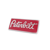 Peterbilt Rectangular Engraved Emblem Red/Chrome