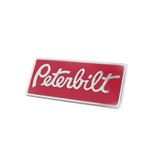 Peterbilt Rectangular Engraved Emblem Red/Chrome