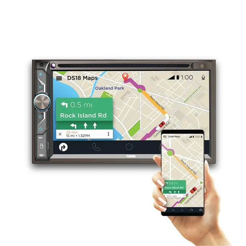 DS18 6.9" Touchscreen Double-DIN Headunit with DVD, Bluetooth, USB and Mirror Link
