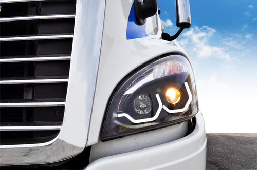 Chrome Headlight w/ LED Light Bar fits Freightliner Cascadia