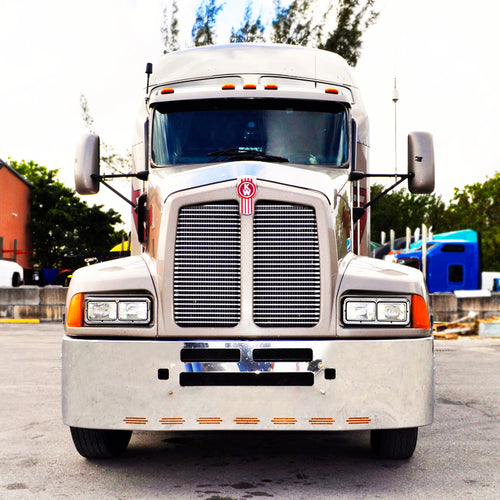 20" Chrome Bumper (Kenworth T600 All Years) W/ Air Vent, Tow & 9 Hidden Light Holes