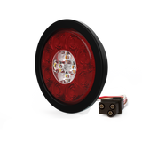 Directional LED, 4" rounded Stop-Turn-Tail-Reverse-Warning Combo, grommet mount, PL3 female connector, 12-24V, warning AW