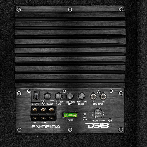 DS18 10" Loaded Amplified Shallow Down Fire Subwoofer Enclosure 250 Watts Rms