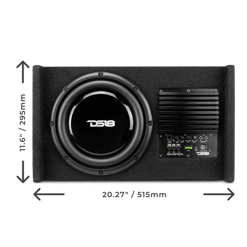 DS18 10" Loaded Amplified Shallow Down Fire Subwoofer Enclosure 250 Watts Rms