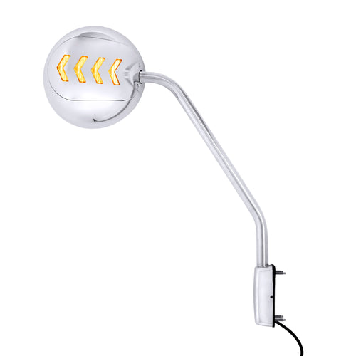 Chrome Hood Mirror Assembly With Sequential LED Turn Signal For 2013-2021 KW T680 & 2012-2021 PB 579-Passenger