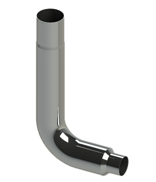 Lincoln Chrome 6” Seamless 90° Chrome Elbow Reduced 5” OD Top Leg 29”, lower Leg 20”