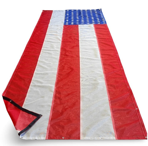 7' X 18' Dump Tarp American flag, Mesh Material W/ Spline