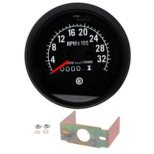 Tachometer Gauge 0-3500 RPM Black Bezel Mechanical Includes Mounting Hardware 3-3/8in Dashboard Cutout Required