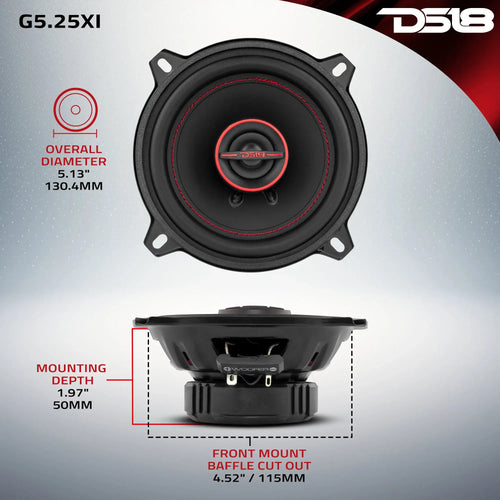 DS18 GEN-X 5.25" 2-Way Coaxial Speakers 45 Watts Rms 4-Ohm ( Pair )