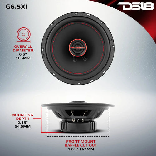 DS18 6.5" 2-Way Coaxial Speakers 50 Watts Rms 4-Ohm