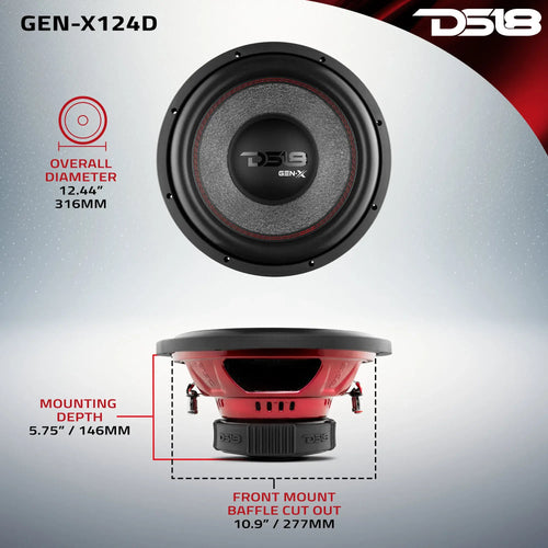 DS18 GEN-X 12" Subwoofer 450 Watts Rms DVC 4-Ohm
