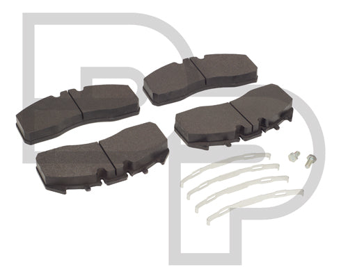 Disc pad set - axle 1 Up to 28.6k, pad springs included - Fras-Le OE Equivalent