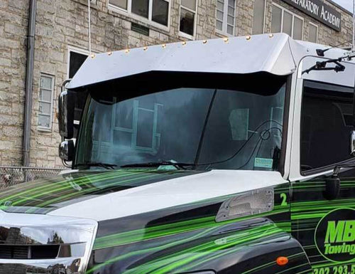 14" X 12" S.S Bowtie Style Visor With 10 - 3/4" Light Holes, Fits Hino 238 / 258 / 268 & 338 MODELS ONLY 2005-2021