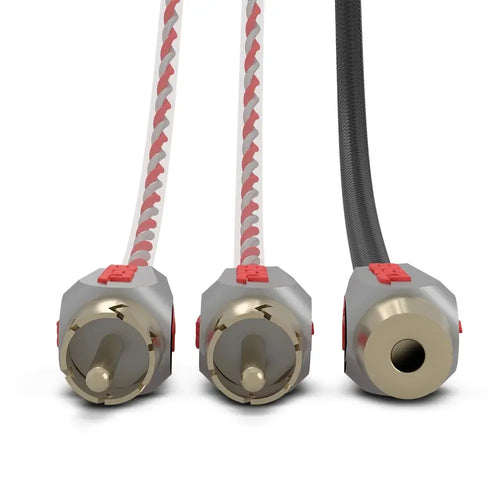 DS18 Level 3 RCA 100% Copper OFC Y Connector 1 FEMALE to 2 MALE - BLACK / RED Kit