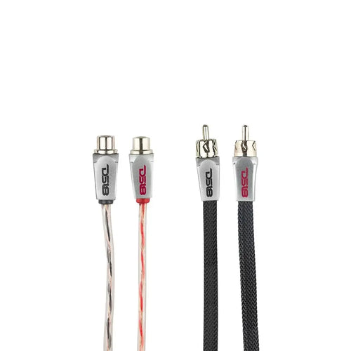 DS18 Level 3 RCA 100% Copper OFC Y Connector 2 FEMALE to 1 MALE - BLACK / RED Kit