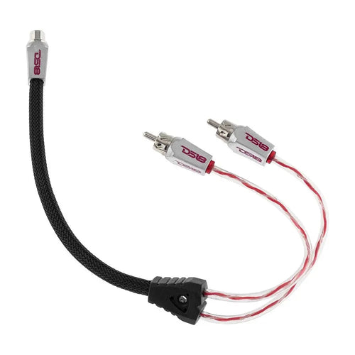 DS18 Level 3 RCA 100% Copper OFC Y Connector 1 FEMALE to 2 MALE - BLACK / RED Kit