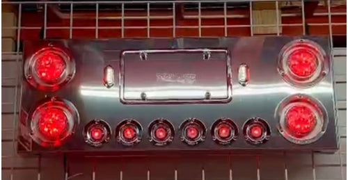 33-3/4" SS Rear Center Light Panel With Four 4" & Six 2" Light Red/White