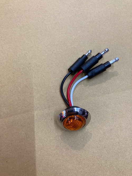 Led 3/4” Amber/Amber Led Grommet & Chrome Bezel Cover 3 Wires w/3” cable