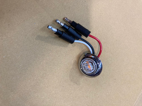 Led 3/4” Amber/Clear Led Grommet & Chrome Bezel Cover 3 Wires w/3” cable