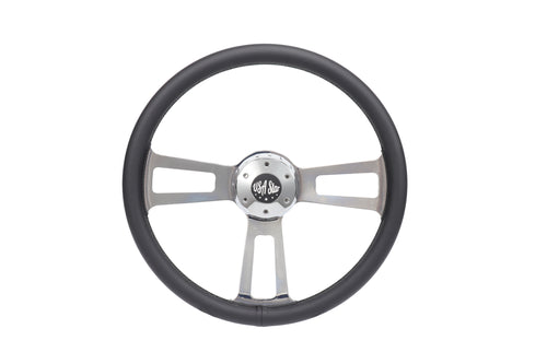18” Steering Wheel Microfiber Chrome 3-Spoke w/ Slot Cut Outs Chrome Horn Button - Logo