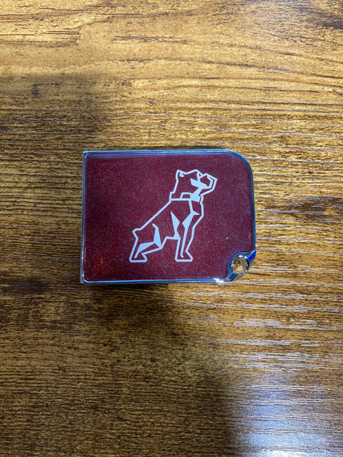Rectangular Big Key Cover Fits Mack Bulldog Logo Metallic Red