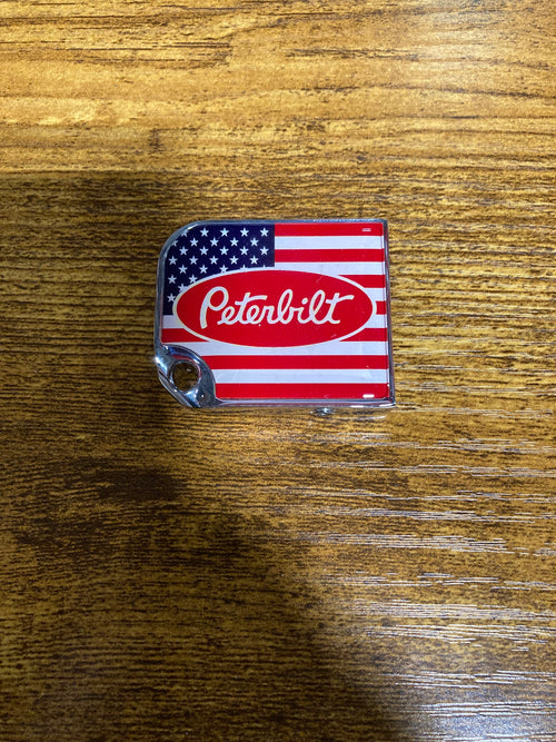 Rectangular Small Key Cover Fist Peterbilt Logo US Flag Red/Chrome