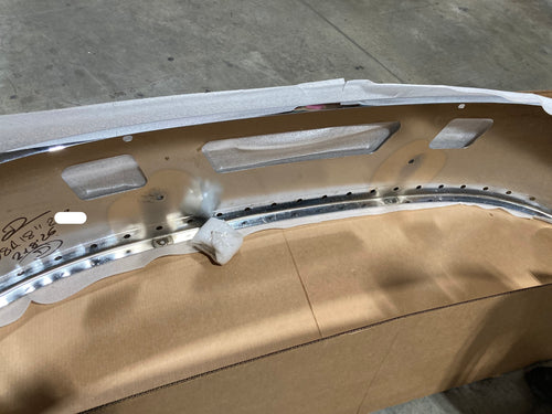 18" Chrome Bumper Fits International Set Back Axle Model 4300, 4400, 8600 Step and Tow holes (With 28 3/4" Ligth Hole)