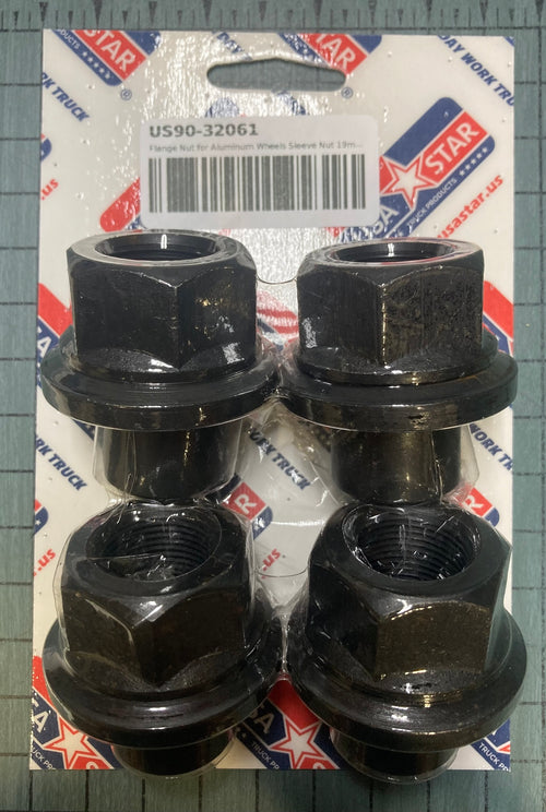 Flange Nut for Aluminum Wheels Sleeve Nut 19mm Metric ( 4 QTY)