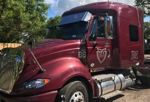 15" - 14.5" Visor Fits International Prostar V-Style High Rise Sleeper With 8 Hidden Light Hole S.Steel