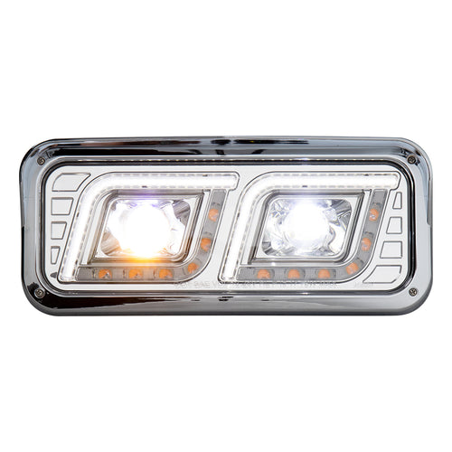 Chrome Projector LED Headlight Fits Freightliner Classic, Peterbilt, Kenworth & Western Star 4900
