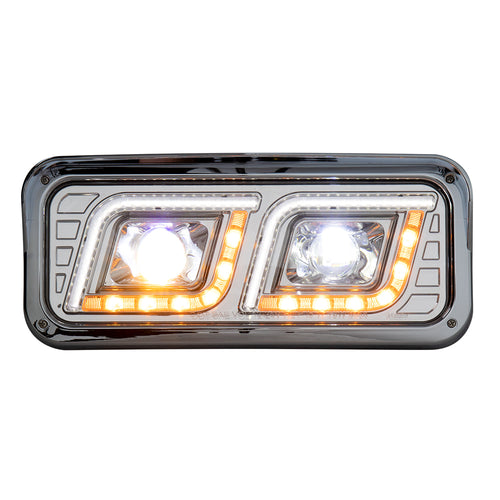 Chrome Projector LED Headlight Fits Freightliner Classic, Peterbilt, Kenworth & Western Star 4900