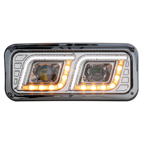 Chrome Projector LED Headlight Fits Freightliner Classic, Peterbilt, Kenworth & Western Star 4900