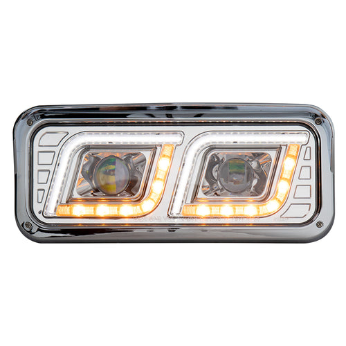 Chrome Projector LED Headlight Fits Freightliner Classic, Peterbilt, Kenworth & Western Star 4900