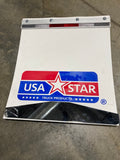 Mud Flap USA STAR logo White poly-Plastic Each 24” X 30" & Reflector Plate And Bottom Mud Flap Plate