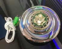 Chrome Aluminum Steering Wheel Horn Button With Metal Medallion, US Army