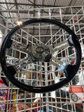18” Steering Wheel Black Chrome 4-Spoke w/ Slot Cut Outs Chrome Horn Button Logo