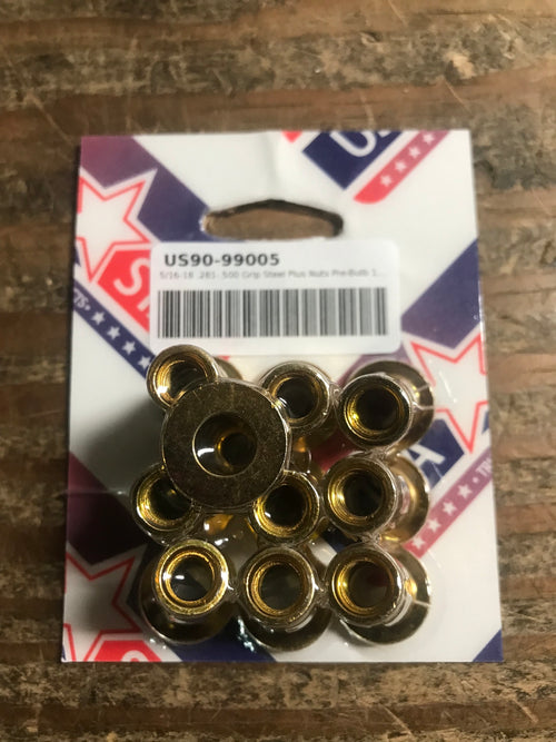 5/16-18 .281-.500 Grip Steel Plus Nuts Pre-Bulb 1.437 (10 PCS)