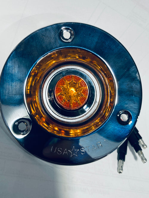 Stainless Steel Chrome Flange Mount 2-1/2” with watermelon light  3/4", Color Amber / Amber