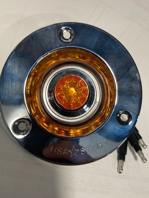 Stainless Steel Chrome Flange Mount 2” with watermelon light  3/4", Color Amber / Amber